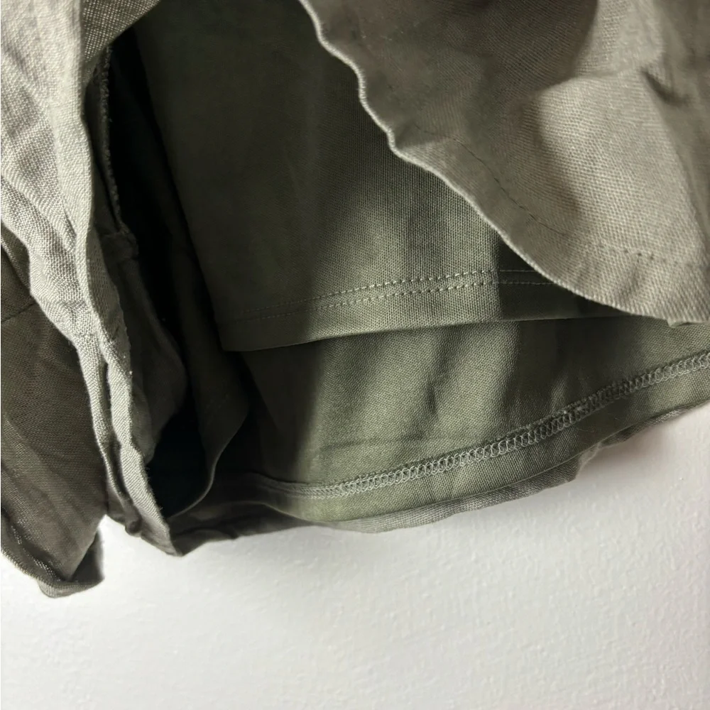 GILI • Women’s Olive Green Linen Blend Waisted Tie Casual Shorts Size 3X